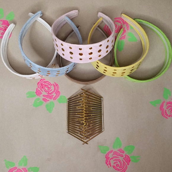 LOT of 6 NEW Suede Look Headbands With Gold Studs - Picture 3 of 6